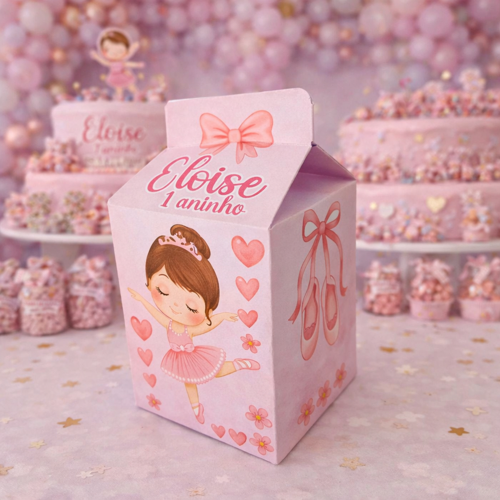 ENVIO RÁPIDO 20 Caixas Milk Personalizadas Bailarina pegue e monte aniversário/lembrancinhas/kit