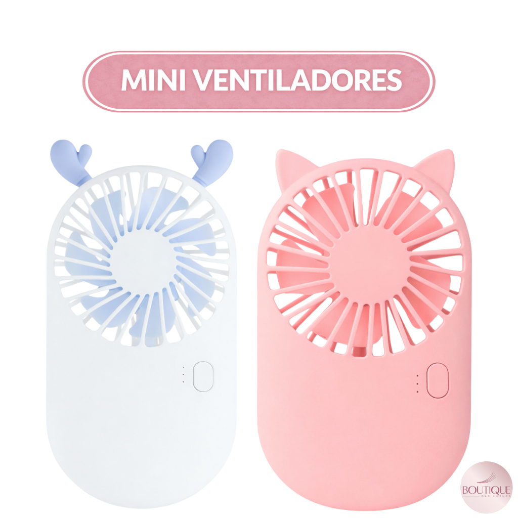 Mini Ventilador Lash Recarregável USB | Secagem da Cola Extensão de Cílios Rosa e Branco