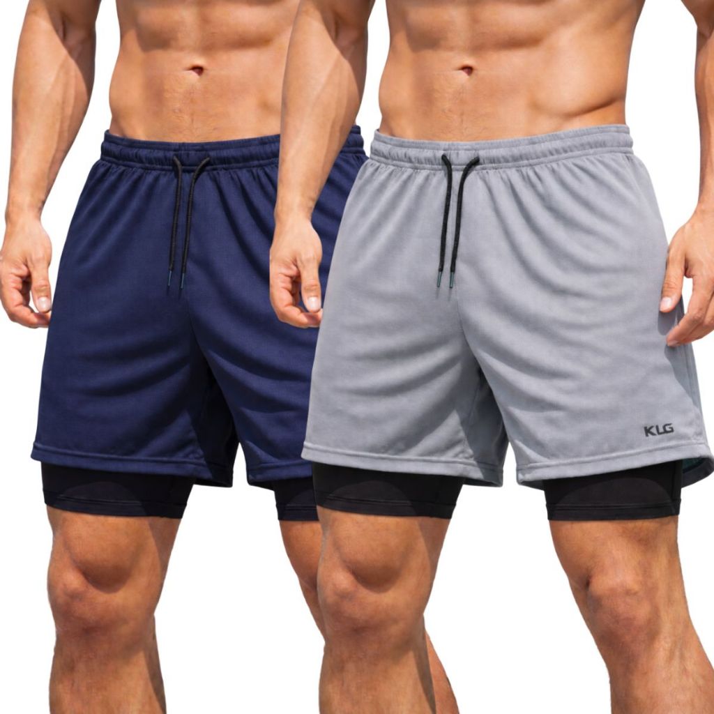 Kit Com 2 Shorts Masculino Bermuda Compressão Para Corrida Treino