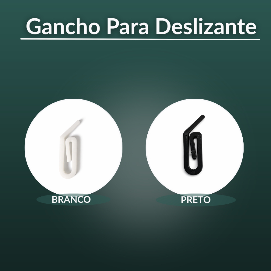 Gancho para Deslizante (Branco e Preto) Trilho Max e Varão Wave – Kit com 10 20 30 40 e 50 Unidades