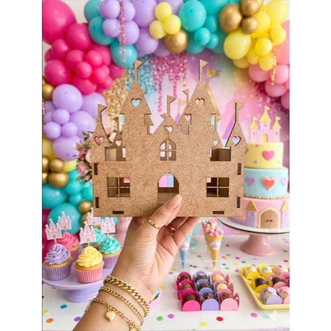 KIT CENTRO DE MESA CASTELO PRINCESA GRANDE (15cm) - LUXO LEMBRANCINHA FESTA MENINA