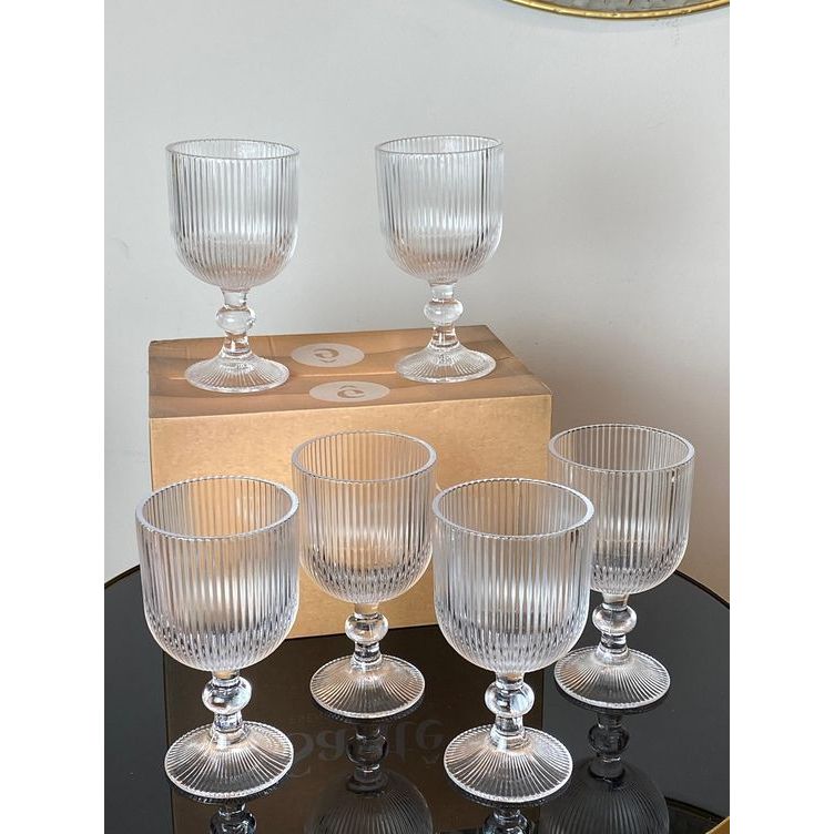Taça de Vidro 260ml Luxo Conjunto 6 Taças Versalhes Elegante Mesa Posta, Vinho, Água e Coquetel