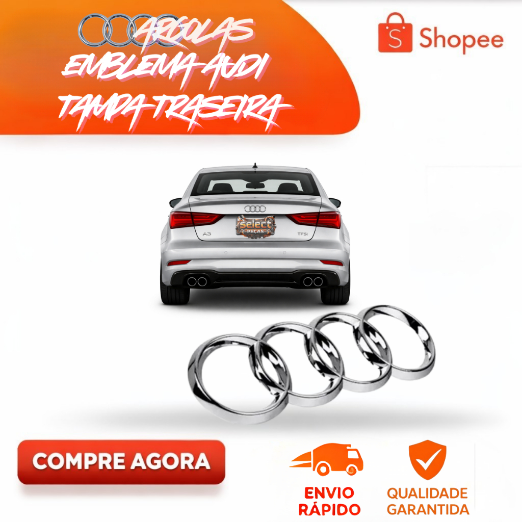 Emblema da Tampa Traseira Logo Argolas Audi A3 S3 A4 Rs4 S4