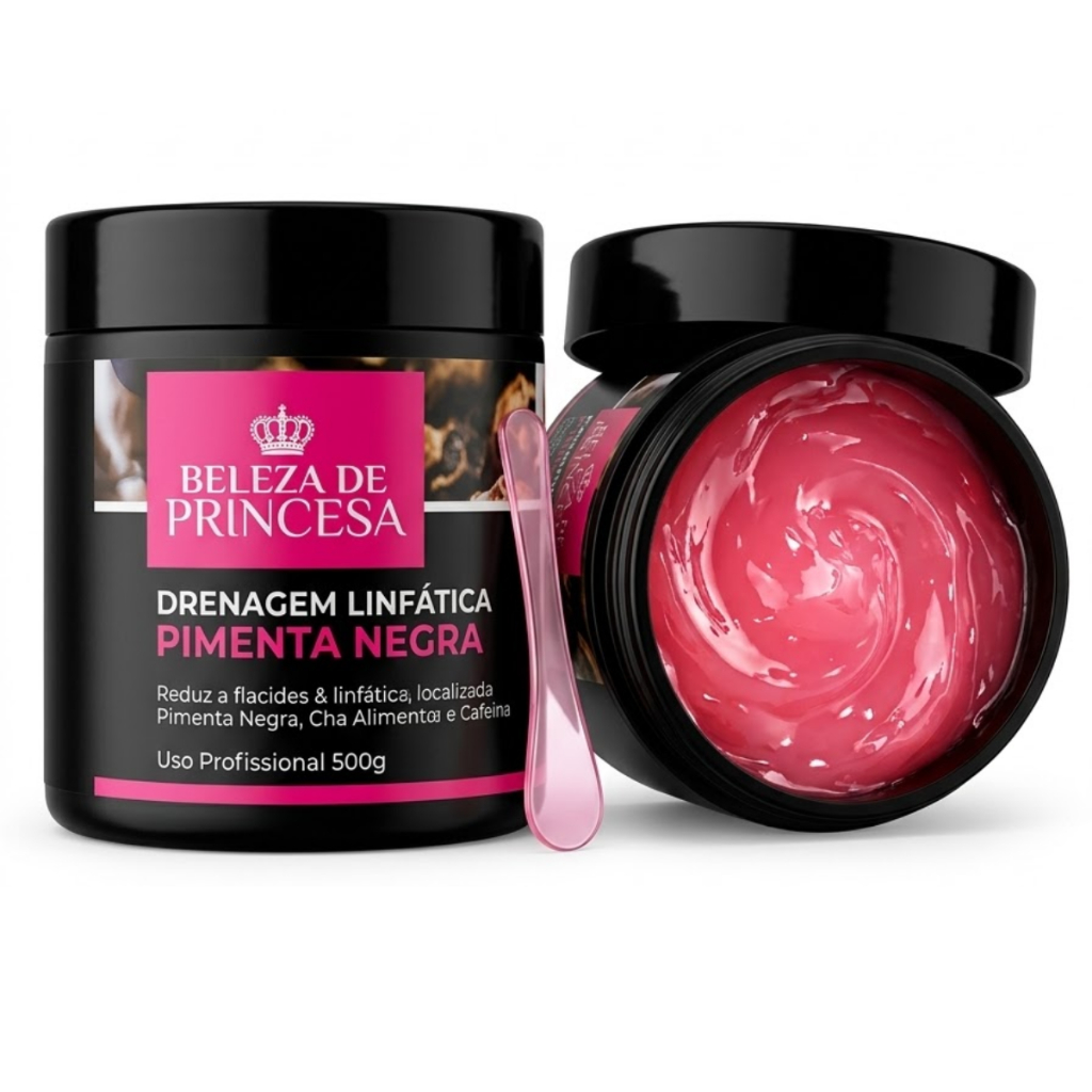 Creme Drenagem Linfática Pimenta Negra 500gr Beleza de Princesa Redutor Celulite Massagem Modeladora em Oferta na Shopee
