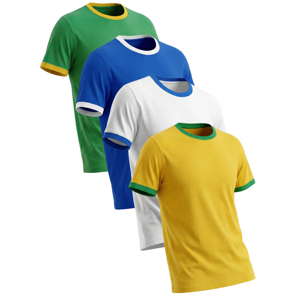 Camiseta Cores Copa Brasil Seleção Hexa Patriota Algodão Amarelo Verde Azul Branco em Oferta na Shopee