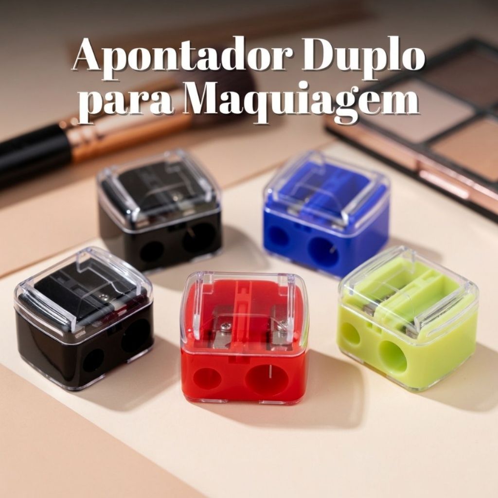Apontador Duplo para Maquiagem – Apontador para Lápis de Olho, Boca e Sobrancelha em Oferta na Shopee