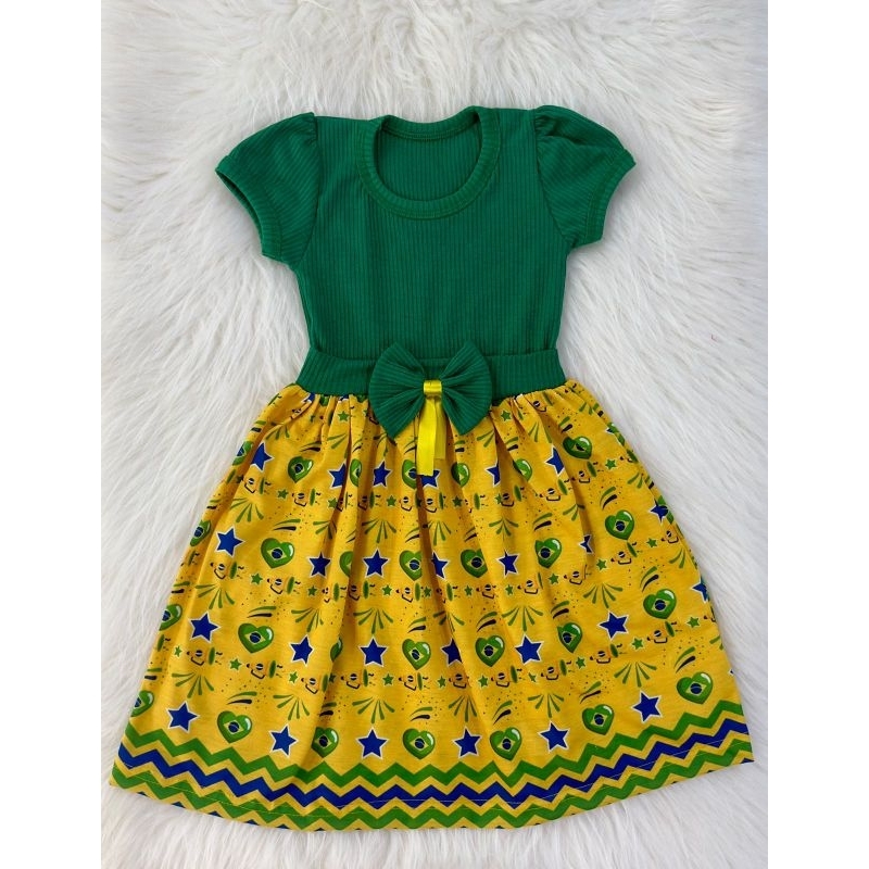 vestido infantil Brasil menina copa feste estiloso