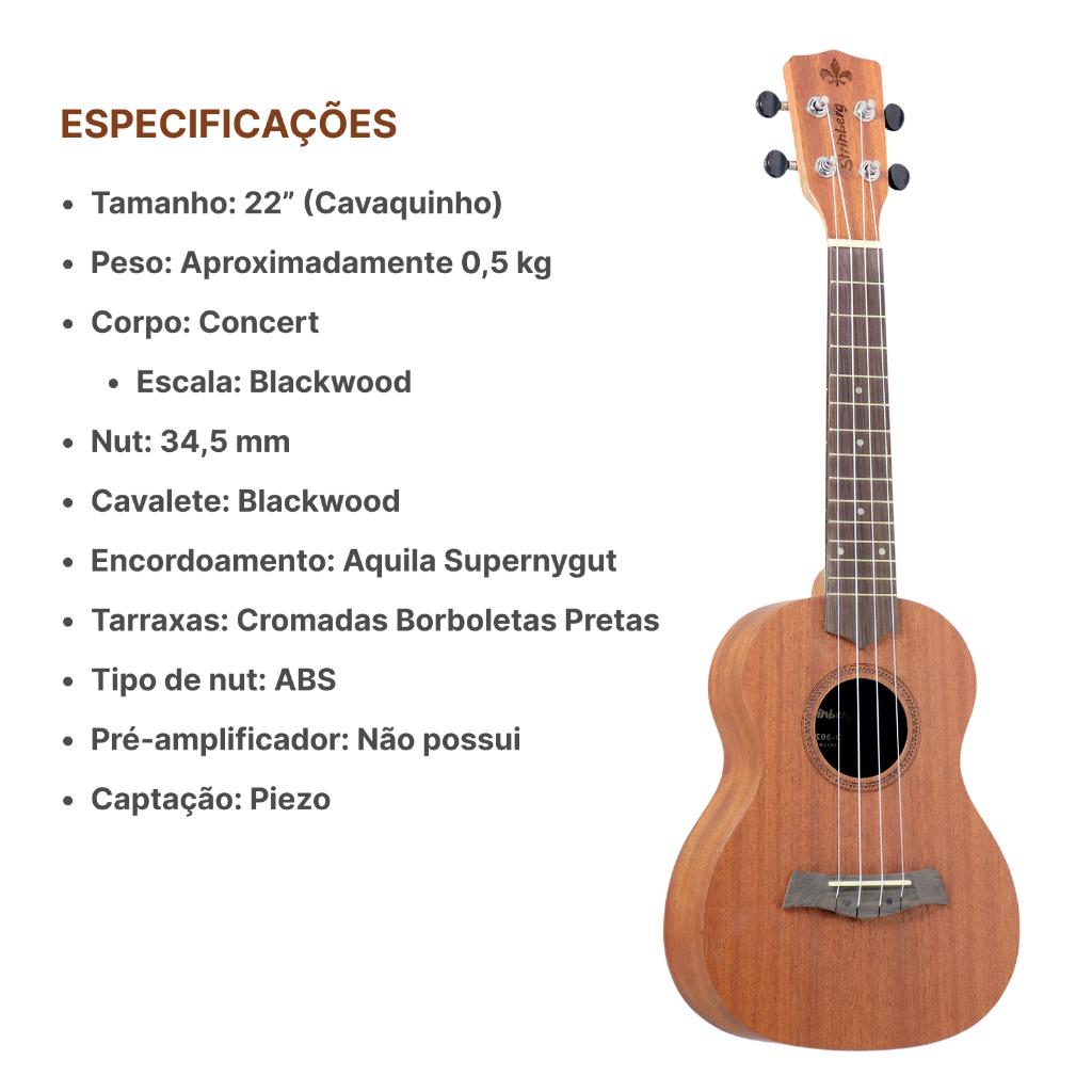 Ukulele Strinberg Uk06cmgs Concert Eletrico Com capa+acessorio — imagem 2 de 2