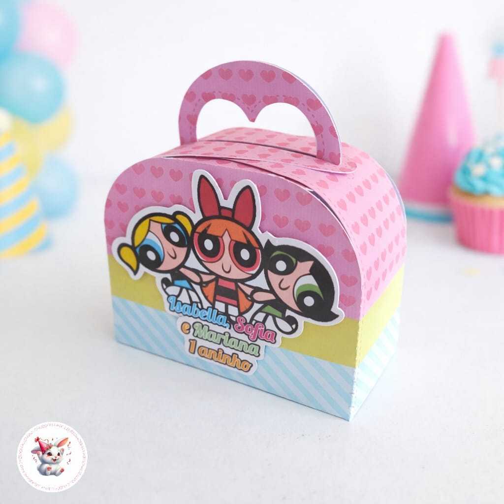LEMBRANCINHA PERSONALIZADA - 5 BOLSINHA MENINAS SUPER PODEROSAS - CAIXA PERSONALIZADA