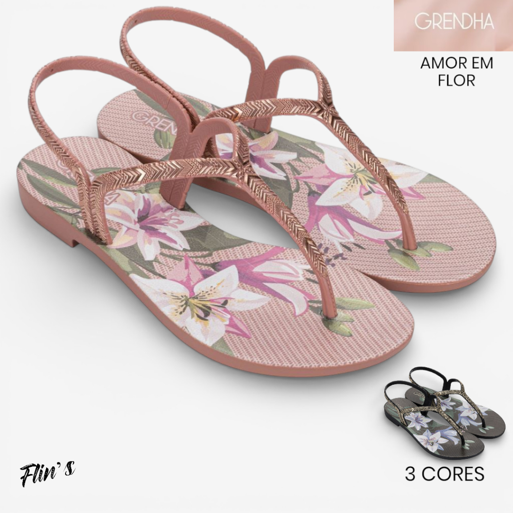 Sandália Feminina Grendha Amor em Flor 19228 Confortável Floral Leve Original