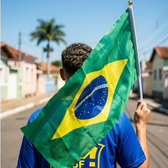Bandeira de mão 45x60cm Brasil Copa do Mundo Edição 2026 com haste Leve Poliester