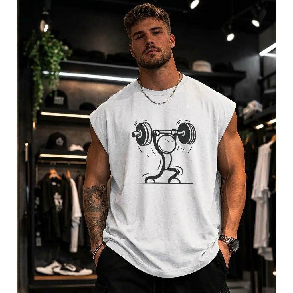 Regata Masculina Estilosa Algodão Camiseta Oversized Estilo Machao Cavada Varias Cores Lançamento Academia