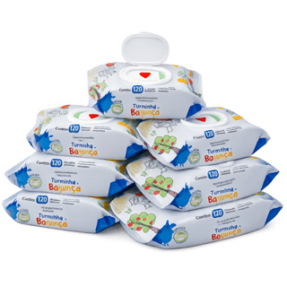 Kit 7 Toalhas Umedecidas Turminha da Bagunça 120 Folhas C/ Tampa 98% Água em Oferta na Shopee