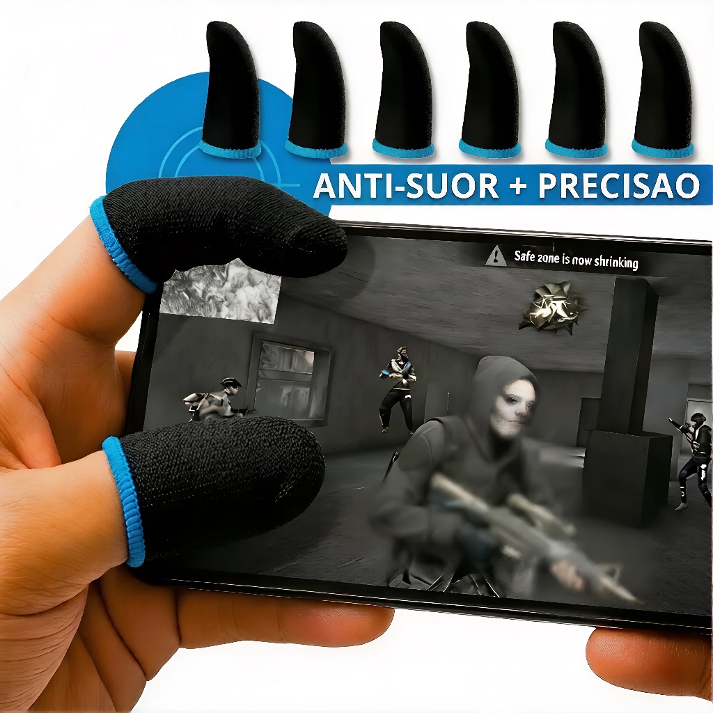 Luva De Dedo Gamer Profissional Luvinha Anti-Suor Para Jogos Celular Pro Mobile FPS Free Fire em Oferta na Shopee