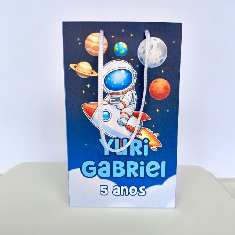 Sacolinha P Personalizada ASTRONAUTA MENINO (PEGUE E MONTE) Lembrancinhas/Aniversário/Festas/Sacola surpresa/astronauta