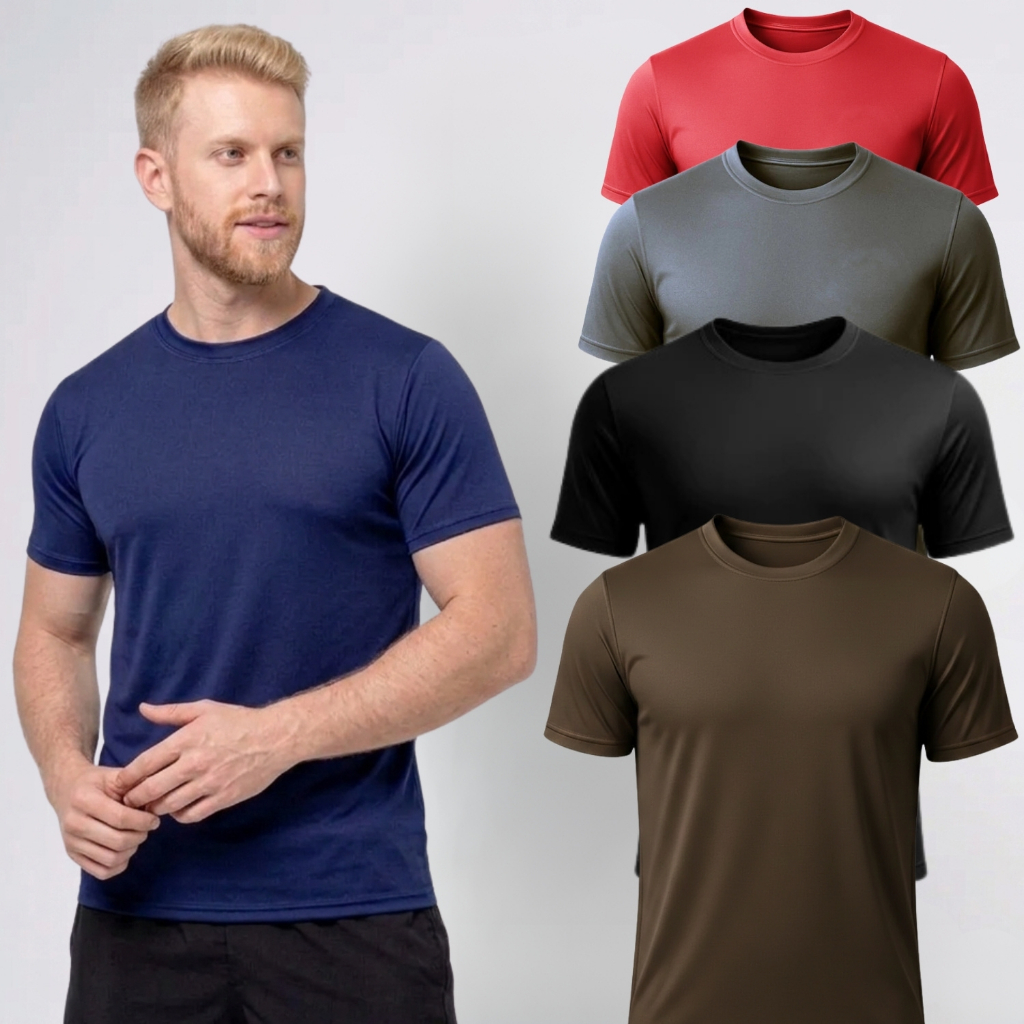 Kit 5 Camisetas Dry Fit Masculina Casual Treino Academia Esportes Exercícios Corrida Cores Sortidas