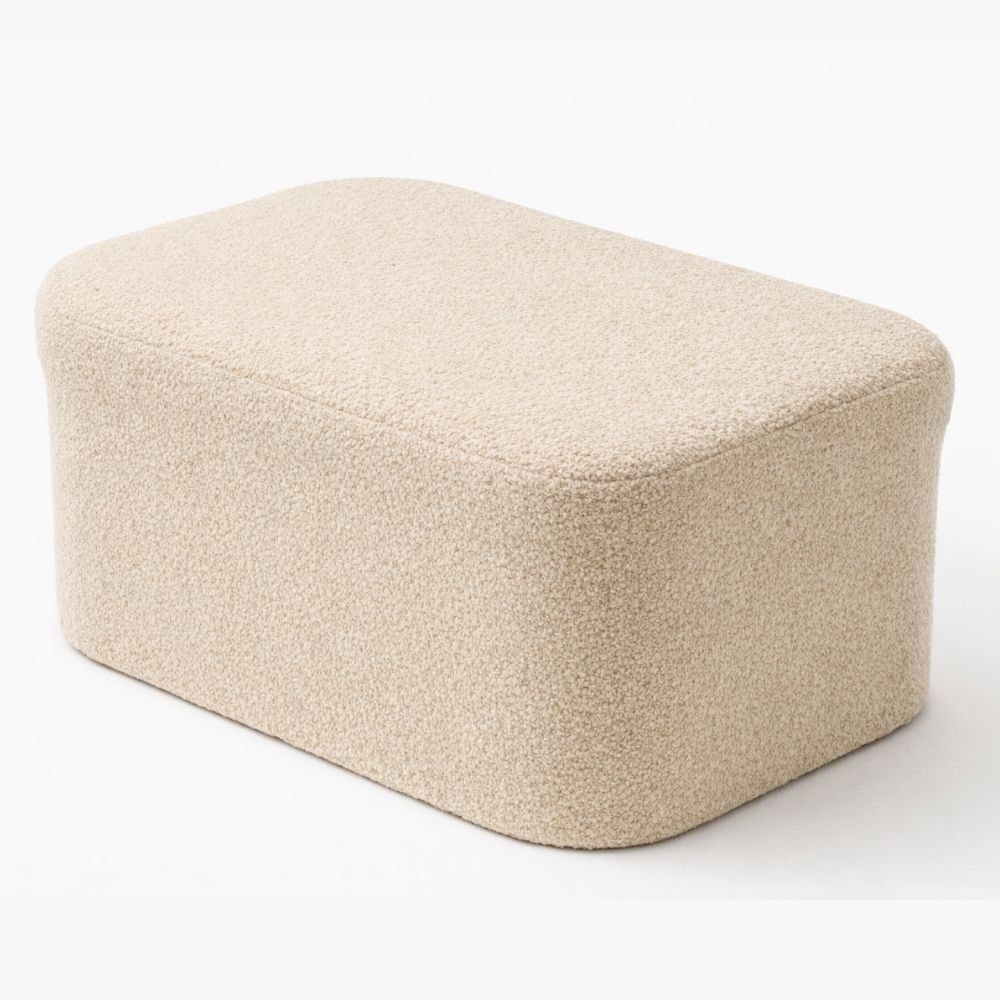 Puff Duna Banco Moderno Organico Decorativo Luxo Bouclê Corino e Linho Decoração Quarto, Sala, Escritório e Decoração