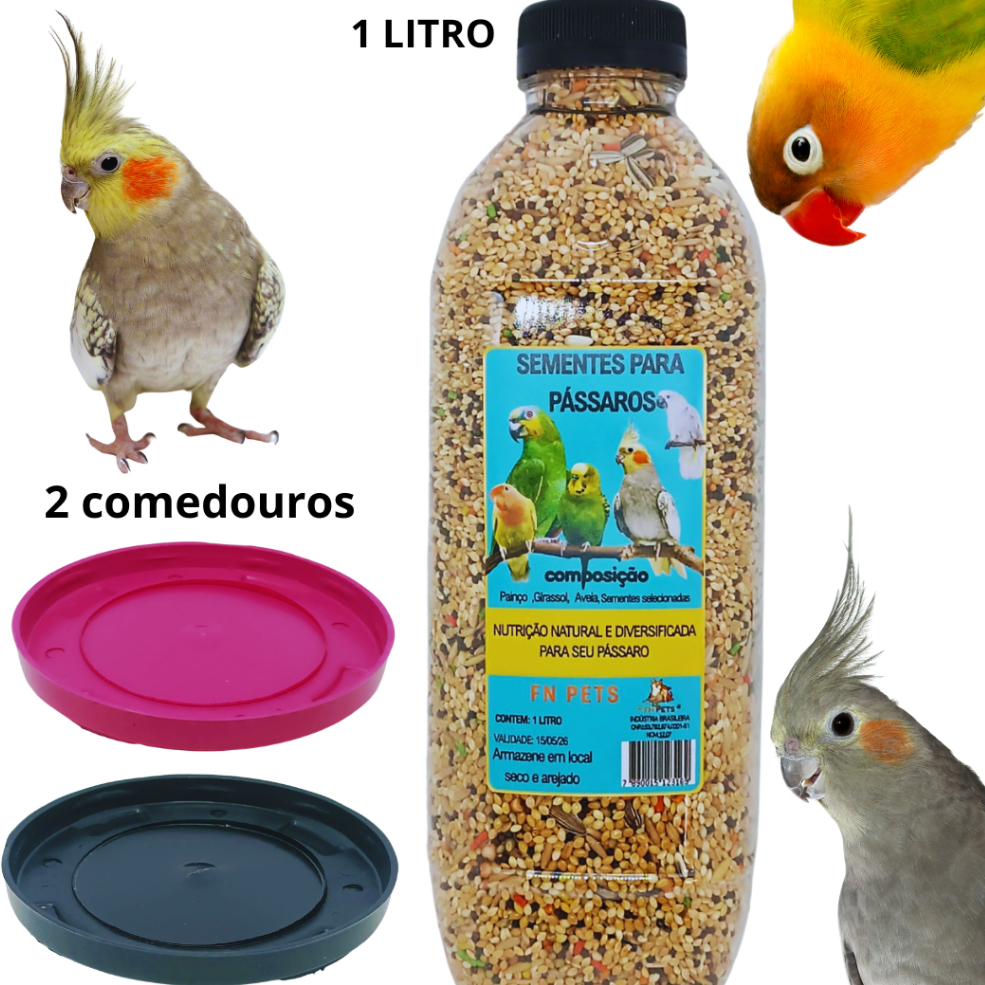 Ração Premium Para Calopsita  Alimento Natural com 16 Sementes Selecionadas Agapornis, Periquitos