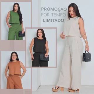 Conjunto linho  luxo | Calça e Blusa Em Linho | Social | elegante | verao 2026 em Oferta na Shopee