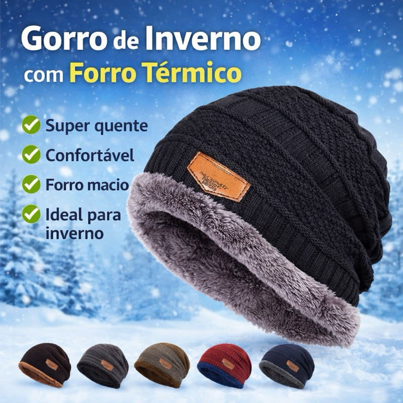 Touca Masculina E Feminina Gorro De Lã Forrada Com Pelinhos