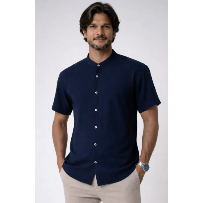 Camisa Masculina Manga Curta Gola Padre - Tecido Respirável - Confortavél em Oferta na Shopee