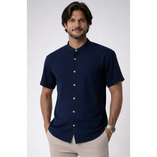 Camisa Masculina Manga Curta Gola Padre - Tecido Respirável - Confortavél em Oferta na Shopee