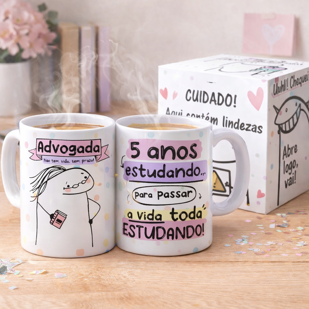 Caneca Advogada Advogado Direito Flork Presente Profissão Direito Porcelana 325ml Personalizada