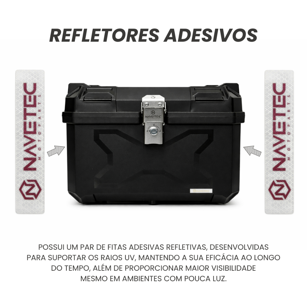 Baú Bauleto Traseiro Moto 45L Plástico ABS Universal Com Encosto — imagem 2 de 2