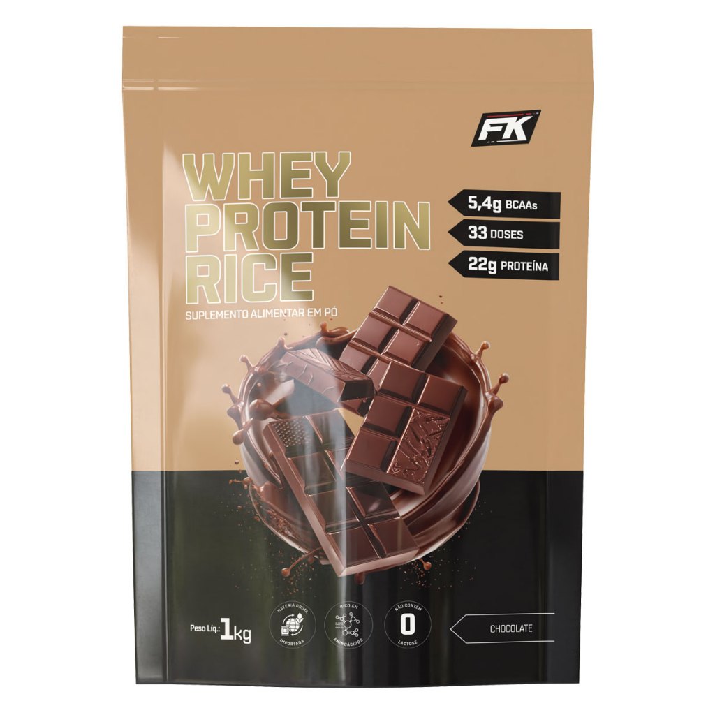 Whey Protein Rice Refil Rende 33 doses 1kg FK - Proteína do arroz - Proteína Vegetal - Whey Protein Vegano Zero lactose