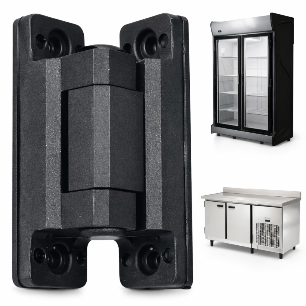 Dobradiça Para Lateral da Porta Balcão Frio 70mm Sem Mola Cor Preta