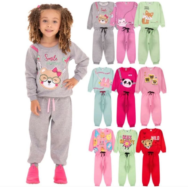 Conjunto de moletom infantil menina veste 4/5 anos estampa sortida