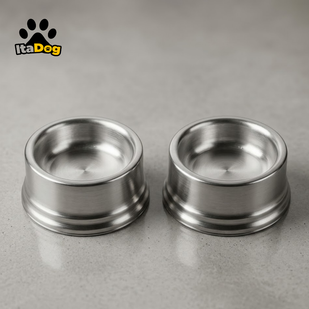 Comedouros De Alumínio Pesado Mini Kit 2pçs Cães E Gatos