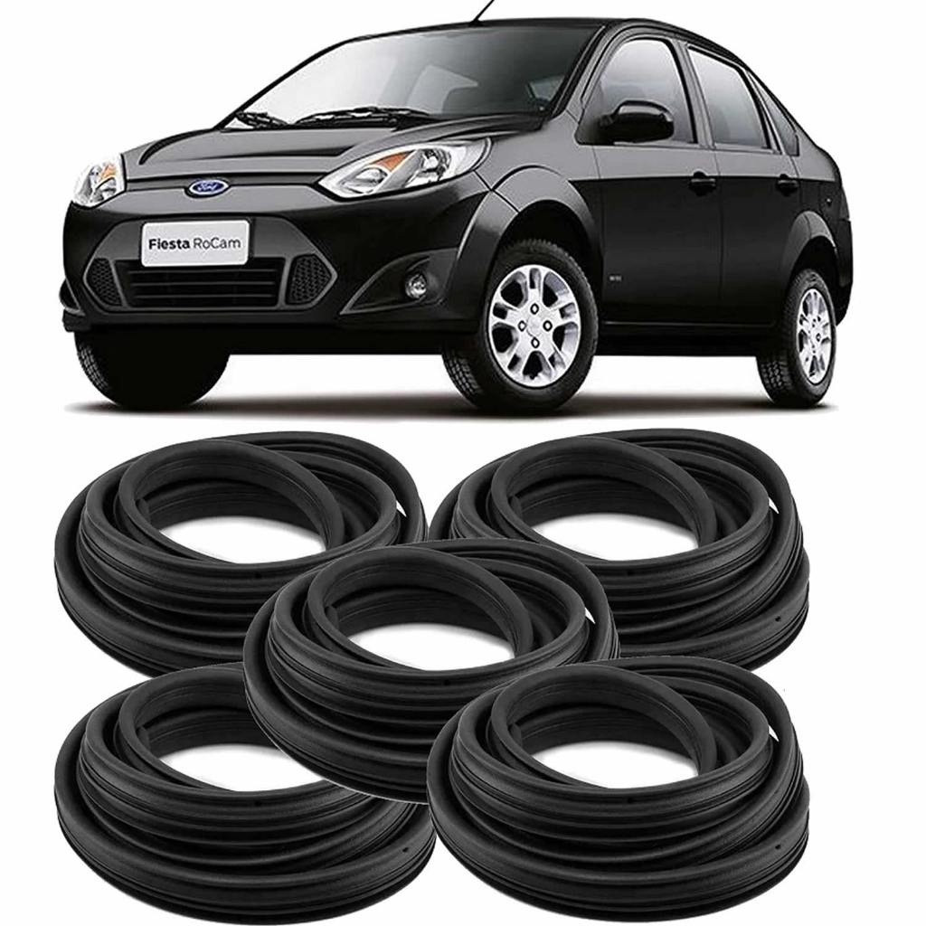 Kit Borracha Vedação 4 Portas e Porta Malas Fiesta Hatch e Sedan 2002 a 2014