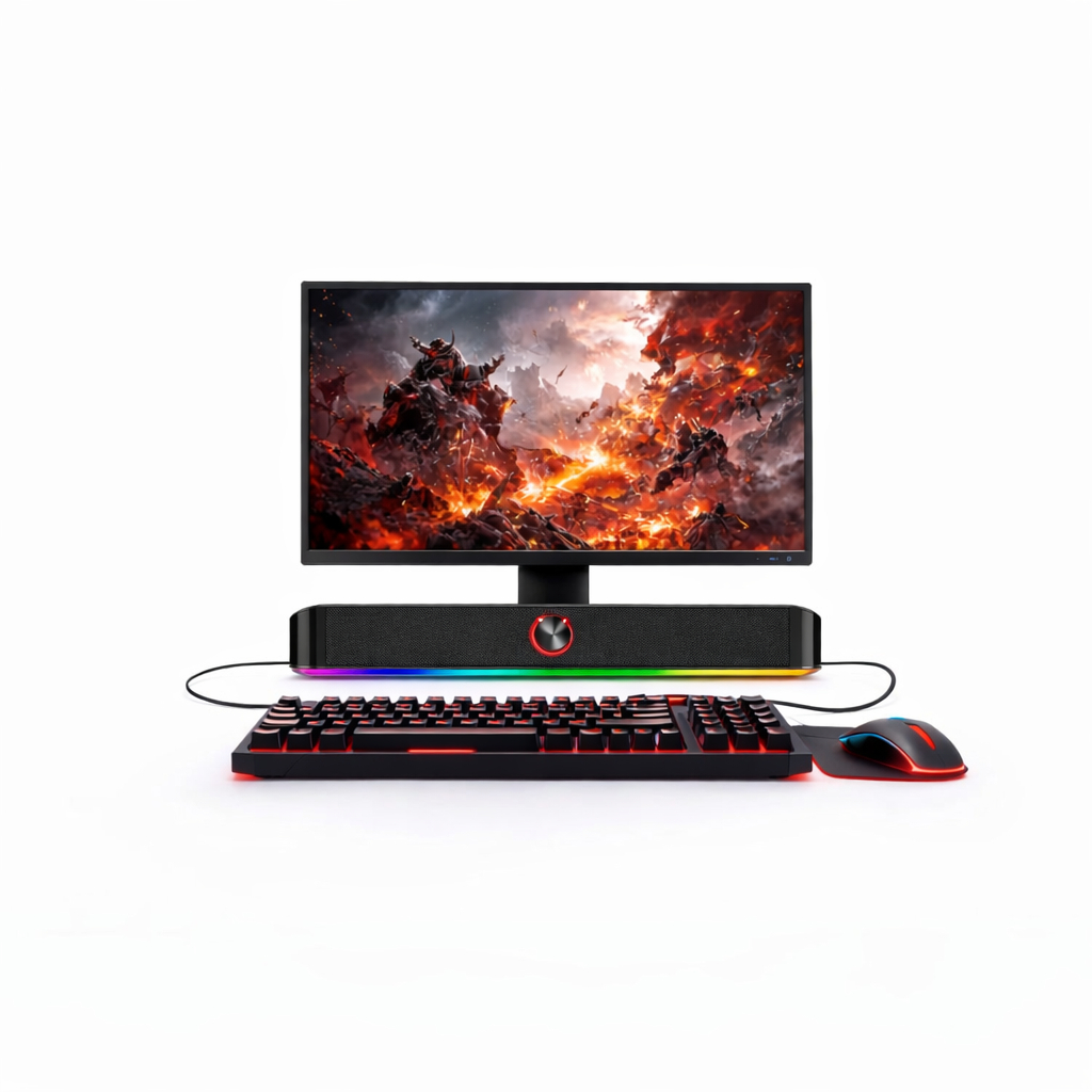 Soundbar Gamer Redragon Adiemus RGB GS560 Preto Caixa De Som Com Rgb 6w Rms Usb P2 Roda De Volume Touch Iluminação Rgb D