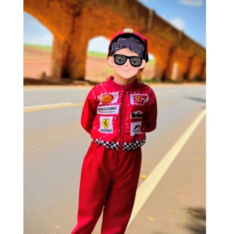 🏎️ FANTASIA INFANTIL PILOTO FÓRMULA 1 - MACACÃO VERMELHO OFICIAL!