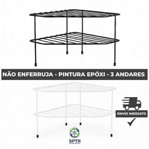 Organizadores De Armários Porta Pratos e Mantimentos 3 Andares ou Duplo Retangular Preto Ou Branco