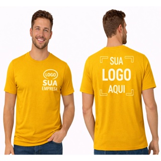 Camiseta Amarela Personalizada com Logo Frente e Costas Uniforme em Oferta na Shopee