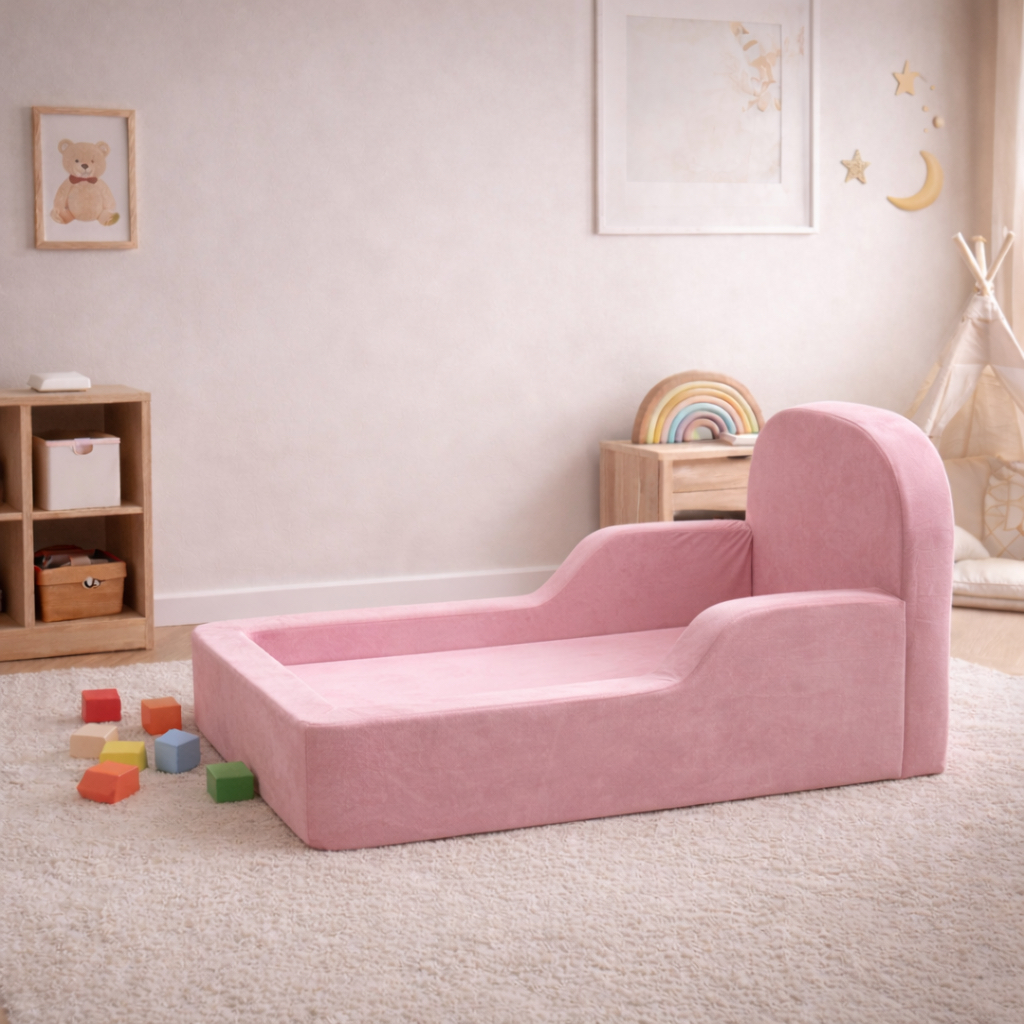 Cama Montessoriana Tamanho SOLTEIRO - MODELO Sonhos - Tecido VELUDO — imagem 2 de 2