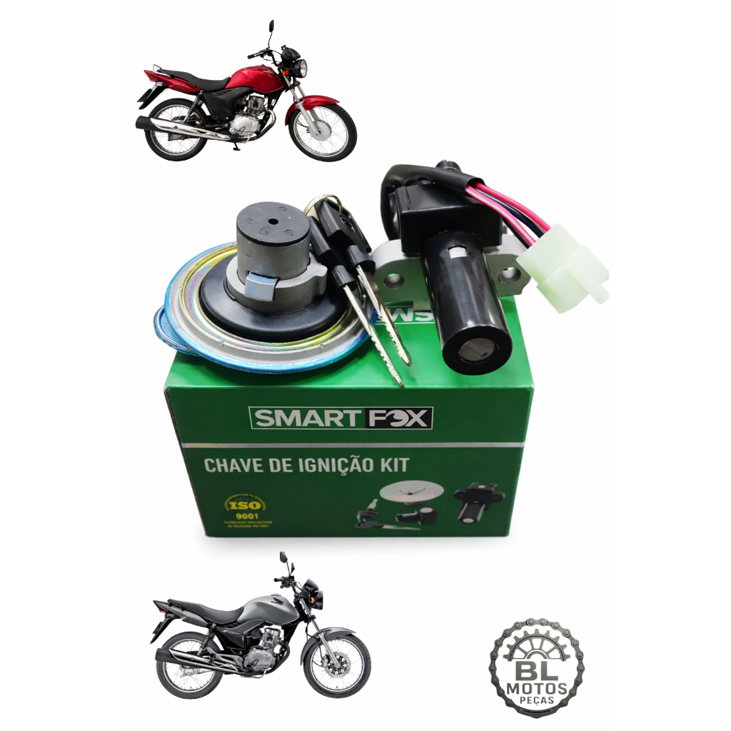 Chave de Ignição Honda CG 150 Fan Mix 2011 a 2013 Chave de Partida (Com Tampão Tanque)