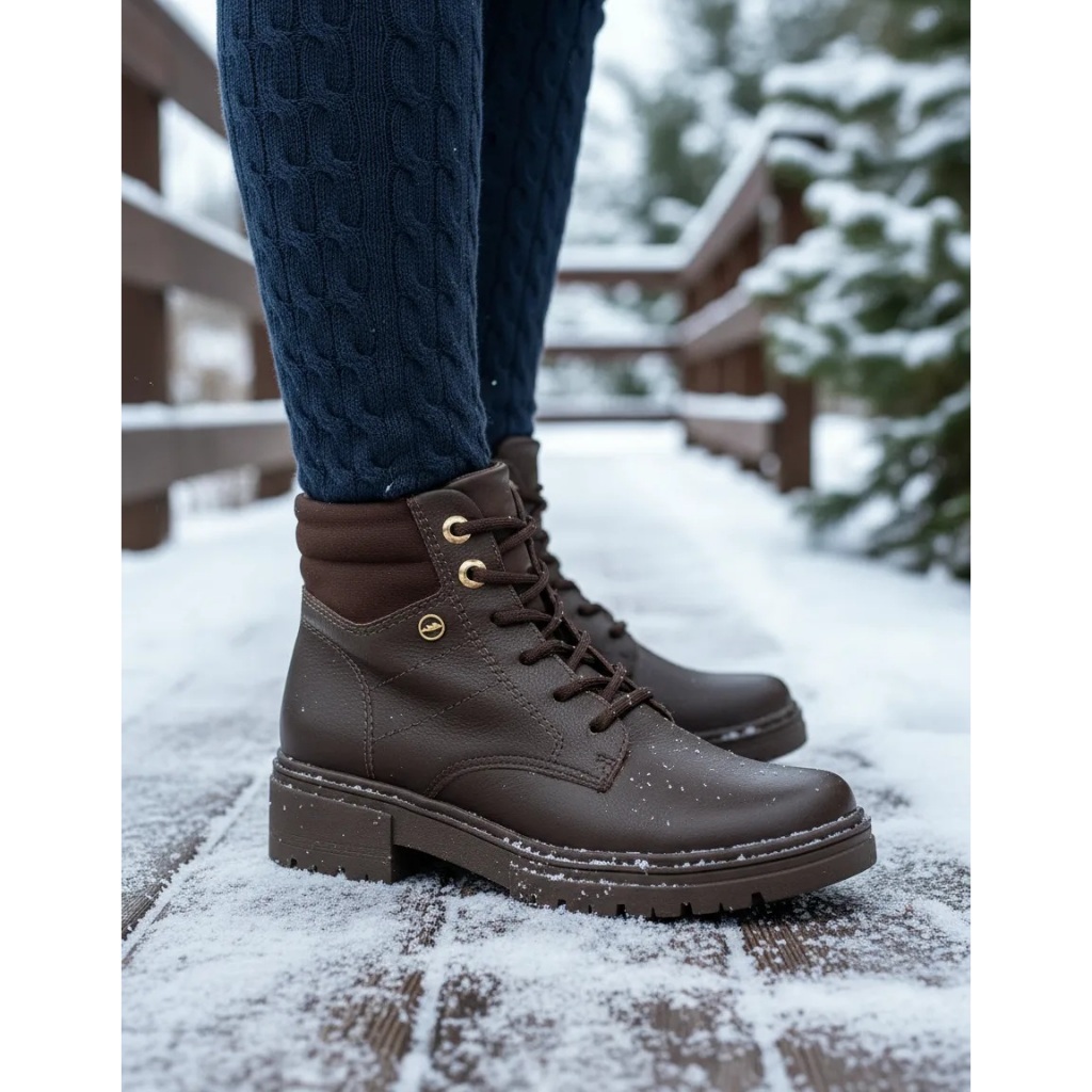 Bota Coturno Dakota Em Couro Cadarço D0451