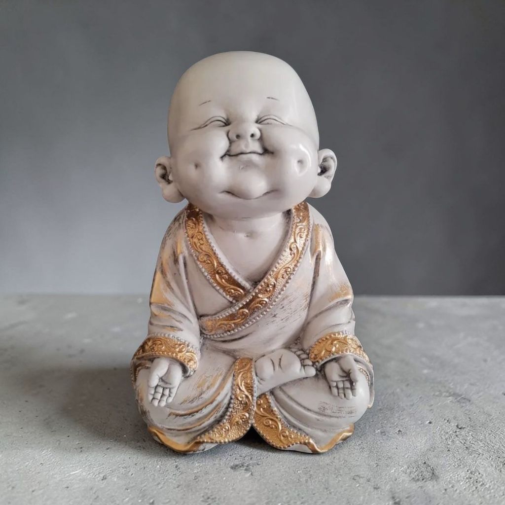 Imagem Estatua Buda Bebê Menino Meditando Sorrindo Covinha 1,4kg Enfeite Decorativo