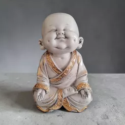 Estatua Buda Bebê Menino Meditando Sorrindo Covinha 1,4kg Enfeite Decorativo