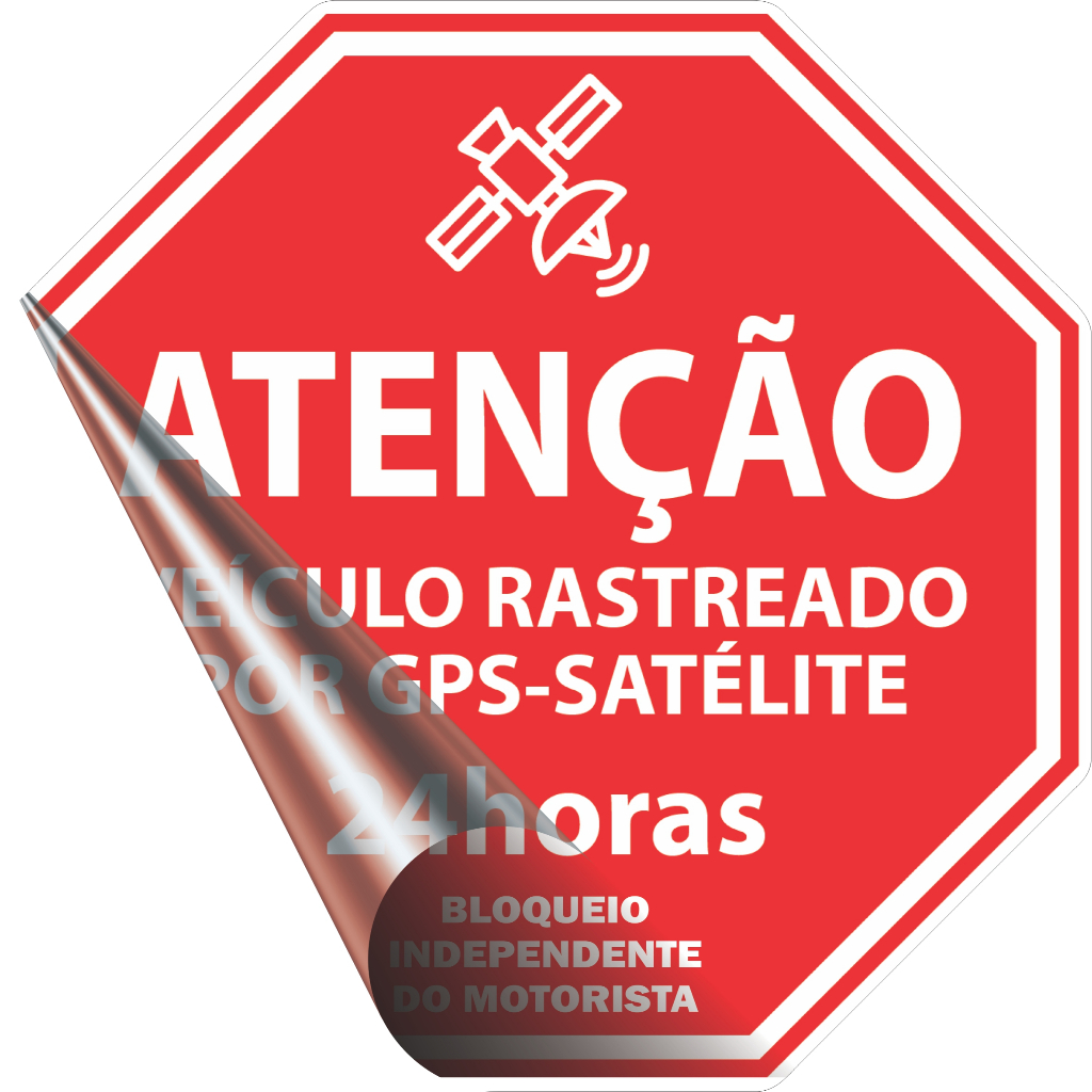 Kit 04 Adesivos Veículo Rastreado Satélite Caminhão Placa Rastreador ALTERAR