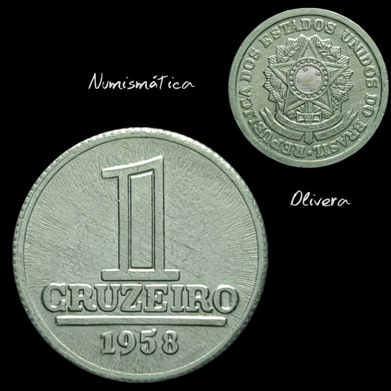 Moeda antiga 1 cruzeiro 1958 - Brasil.