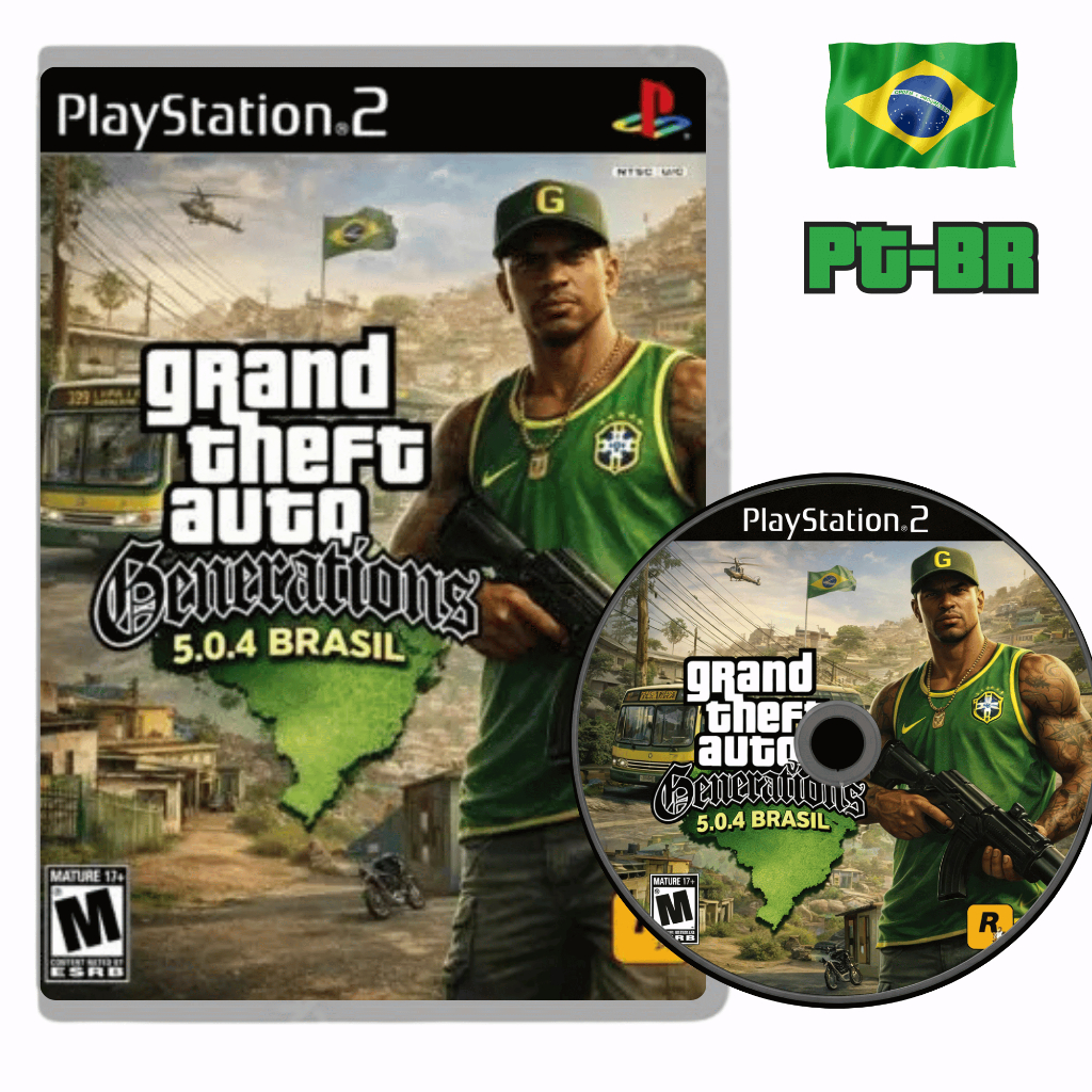Grand Theft Auto Generations (GTA Generations)– Carros Brasileiros - Favelas - PlayStation 2 (Mídia Física) PT-BR ps2
