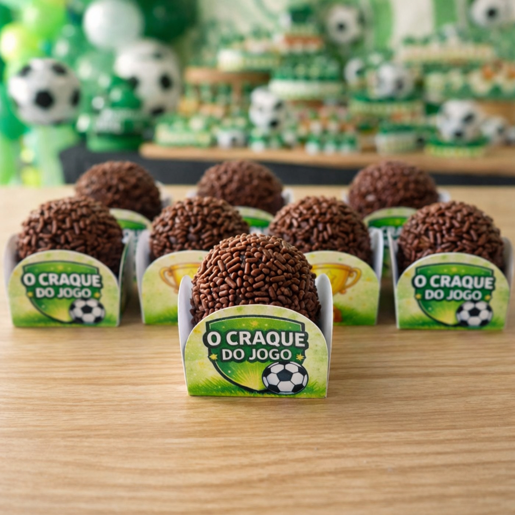 Forminha 4 Pétalas Futebol Jogador para Docinhos Brigadeiro Decoração Festa Infantil Envio Imediato