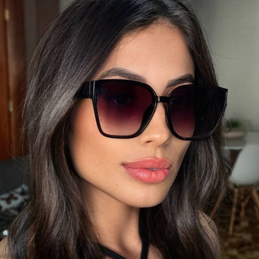 Oculos Europeu Quadrado Preto Grande Luxo Feminino Nacional Coleção Outono Inverno Seven
