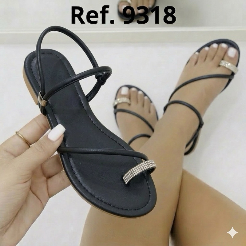 Sandália Rasteirinha Feminina Pedraria Luxo - Rasteira Com Strass Confortável
