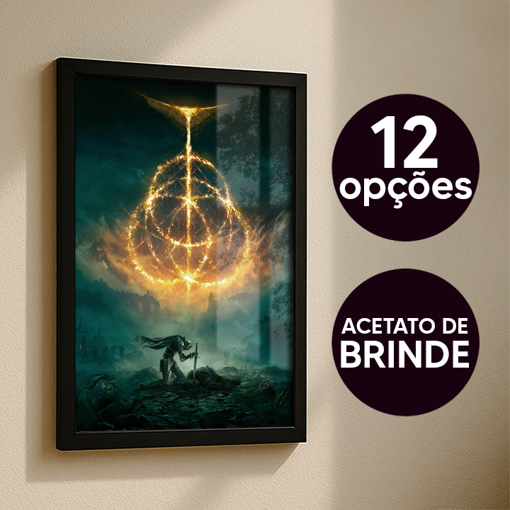 Quadro Elden Ring com moldura e acetato para decoração