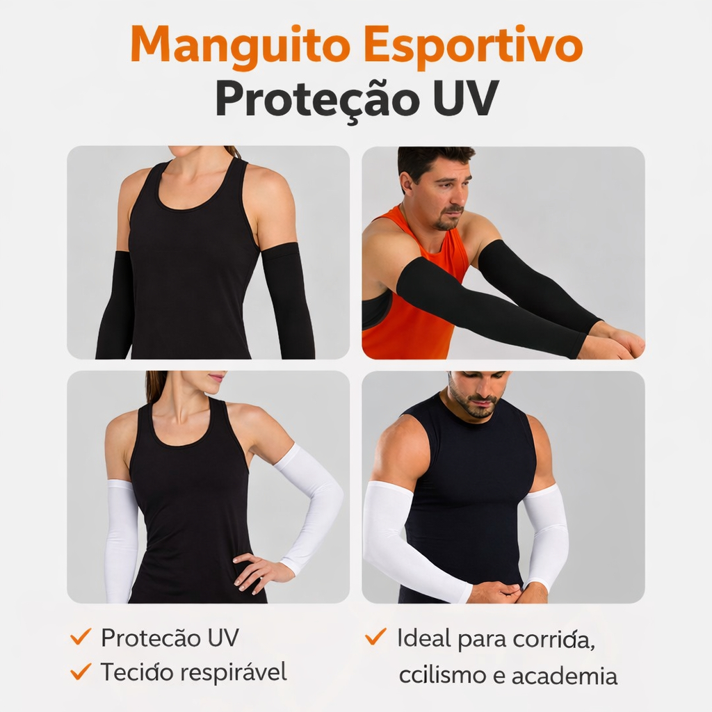 Manguito Com Proteção Solar Uv 50+ Vôlei Ciclismo Corrida Mangote Segunda Pele